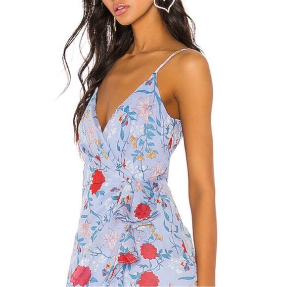 BARDOT Elle Floral Georgette Midi Dress faux wrap ruffle US size 8 cocktail - Picture 2 of 7